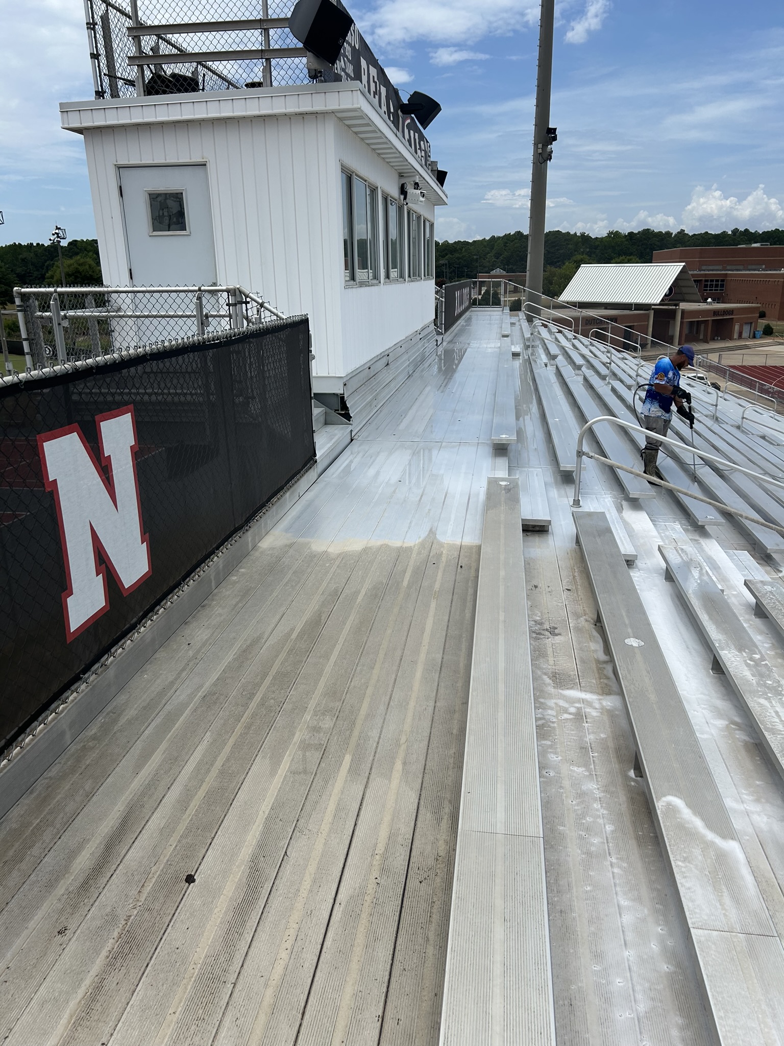 Stadium pressure washing project for Dutch Town High School