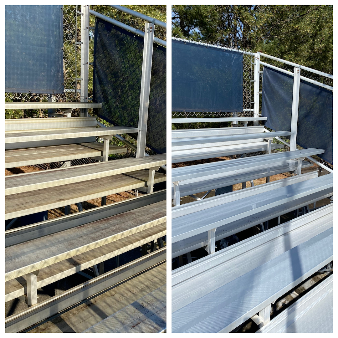 Soft Washing the Bleachers at ELCA in McDonough—Just in Time for Baseball Season